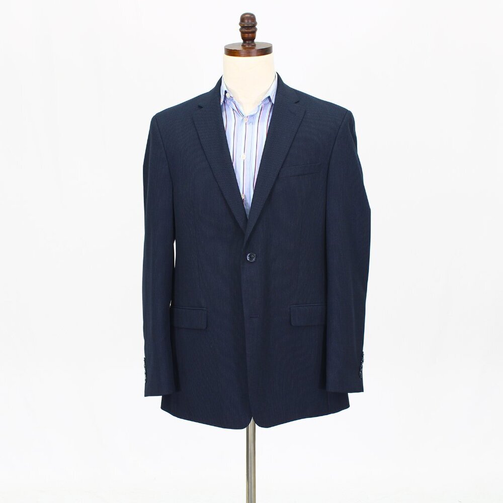 Van Heusen 42L Navy Striped 2-Button Sport Coat Blazer Jacket T712